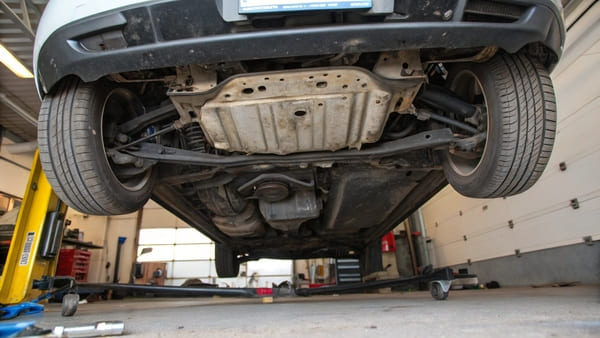 Engine bay caked in mud and dirt due to a missing inner fender