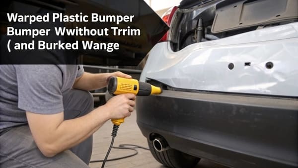 A deformed plastic car bumper before repair