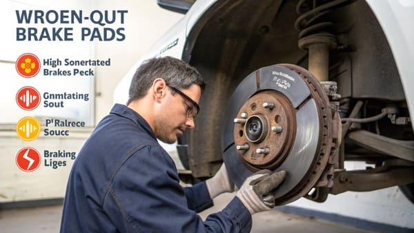 A worn brake pad compared to a new brake pad