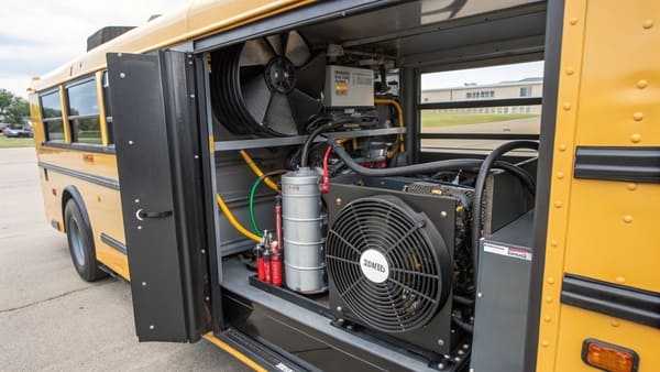 A detailed look at the plastic housing of a bus AC unit