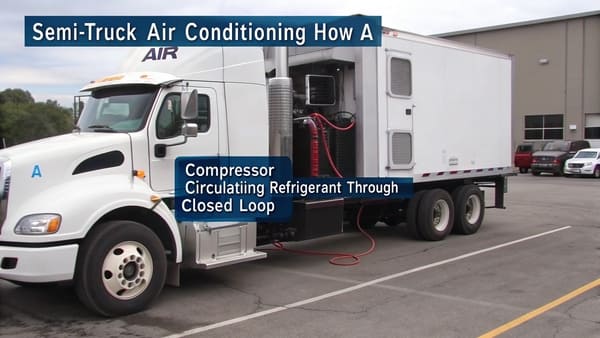 Diagram showing how a battery-powered truck AC works
