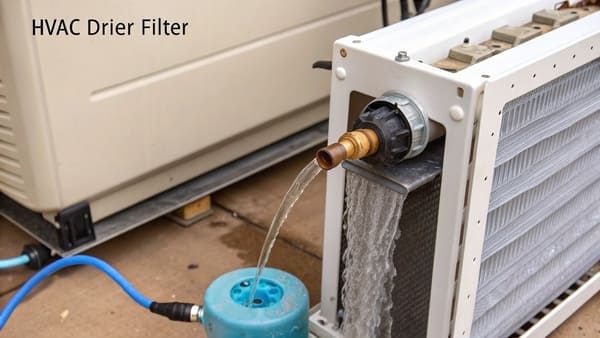 A flow chart showing refrigerant passing through a drier filter