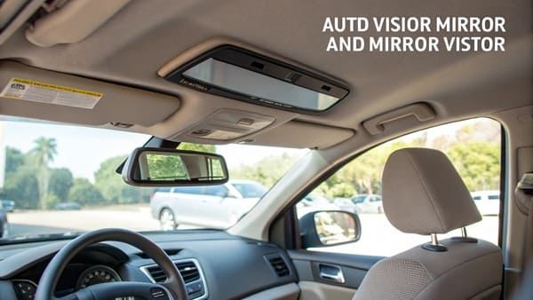 A driver glancing at the rearview mirror versus the visor mirror