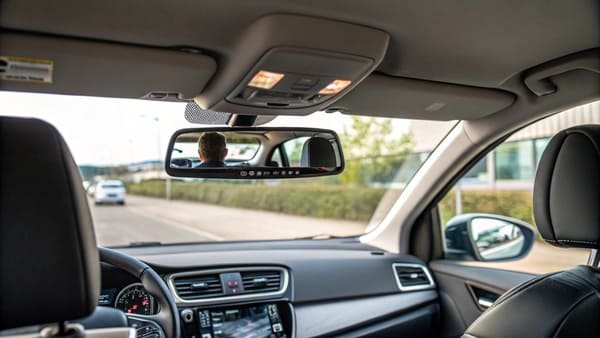 An OEM manufacturer inspecting the plastic housing of an interior car mirror