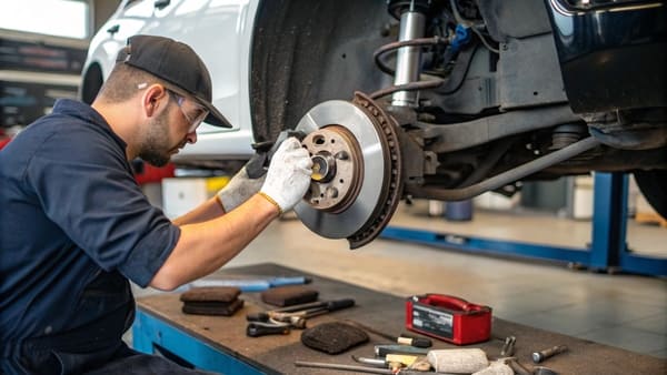 A set of new brake pads and installation hardware