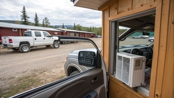 A rooftop parking air conditioner on a truck