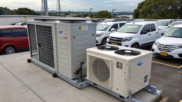A split system parking air conditioner unit