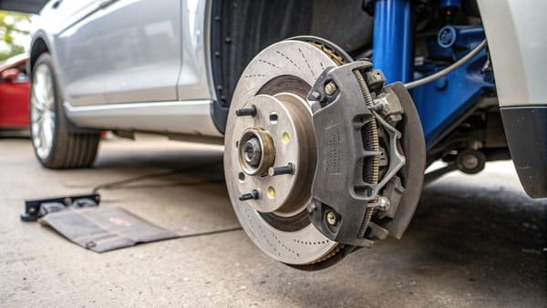 Close-up of ceramic, semi-metallic, and organic brake pads side-by-side