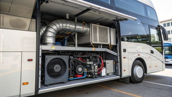 Comparison of interior space between a car and a commercial bus