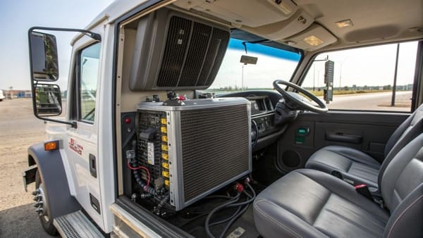 An image showcasing the three main types of truck AC units side-by-side