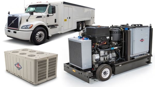 Side-by-side comparison of a diesel APU and an electric APU on a truck