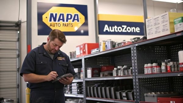 A comparison of AutoZone and NAPA Auto Parts store fronts