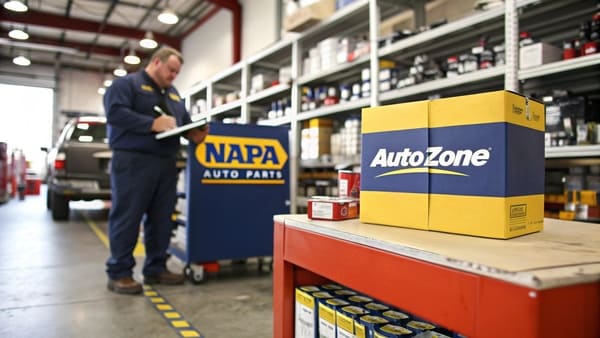 A comparison of AutoZone and NAPA Auto Parts store fronts