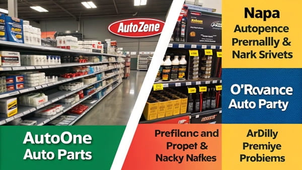 Logos of major auto parts stores like AutoZone, NAPA, and RockAuto