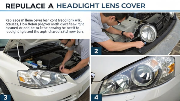 A technician holding a new replacement headlight lens