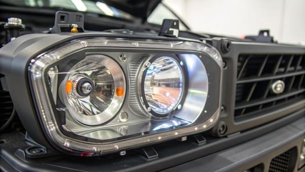 Diagram showing reflector vs projector headlight beams