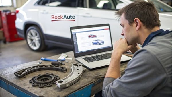 A person comparing a new car part with an old one