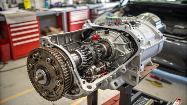 A detailed diagram showing the internal parts of a car transmission