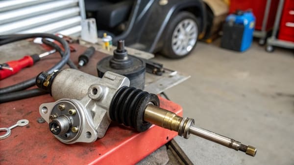 A diagram showing how a clutch slave cylinder works