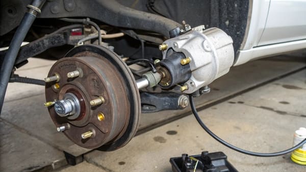 A brake master cylinder mounted in an engine bay