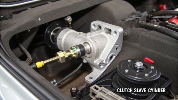 Diagram showing the action of a clutch slave cylinder