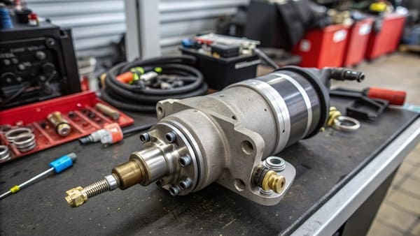An external clutch slave cylinder mounted on a transmission