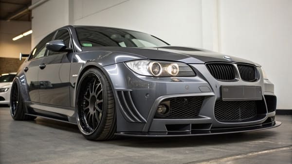 A side-by-side comparison of a stock bumper and a full replacement tuning bumper