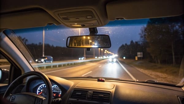 A diagram showing the fields of view for the rear-view and side-view mirrors