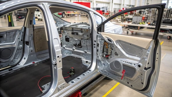 Complex manufacturing of a Tesla Model 3 door panel