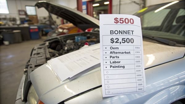 A mechanic inspecting the engine bay of a car with the bonnet open