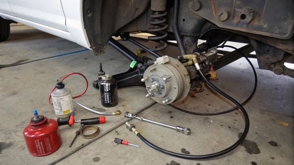 A new brake master cylinder ready for installation