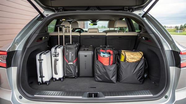 Tesla Model S trunk packed for a road trip